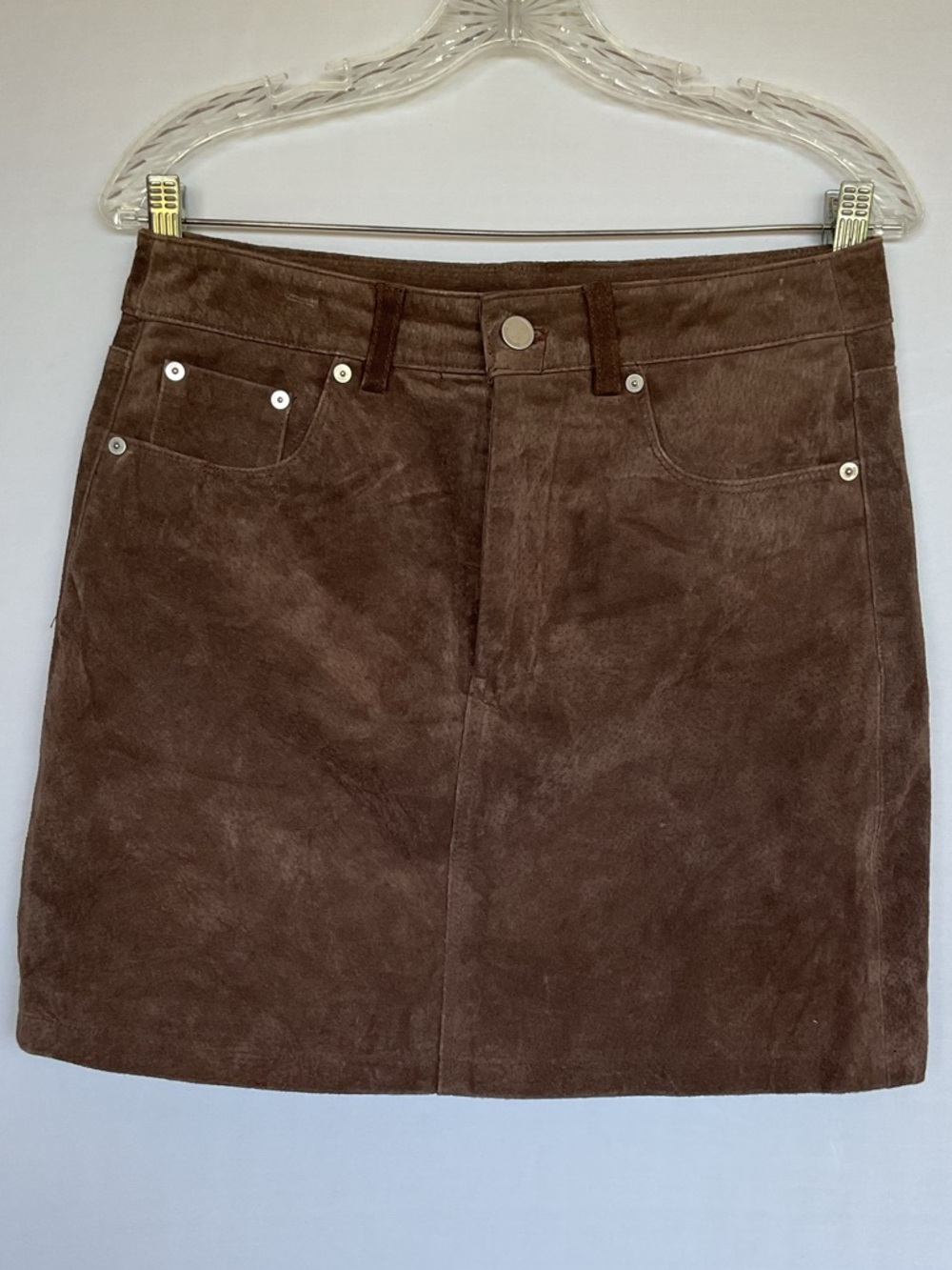 Blank nyc womans brown suede skirt 28 mini mocha leather corpcore boho festival